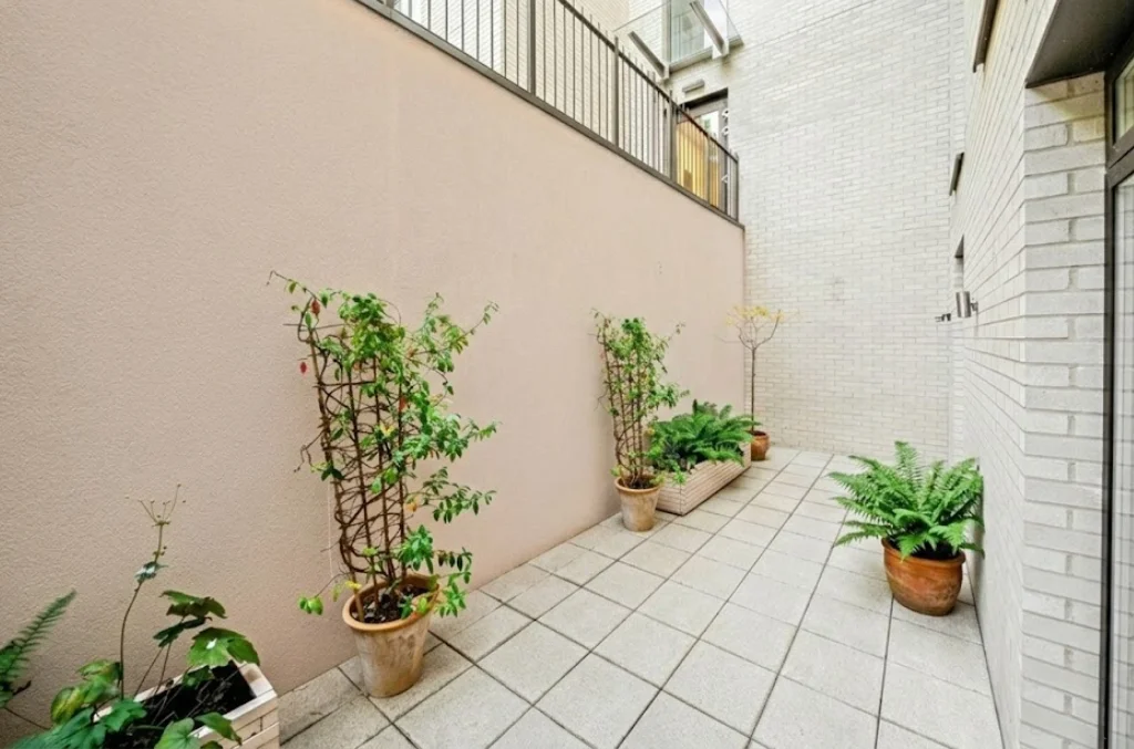 Bedroom terrace with climbing plants and ferns at The Avenue, Queen's Park NW6